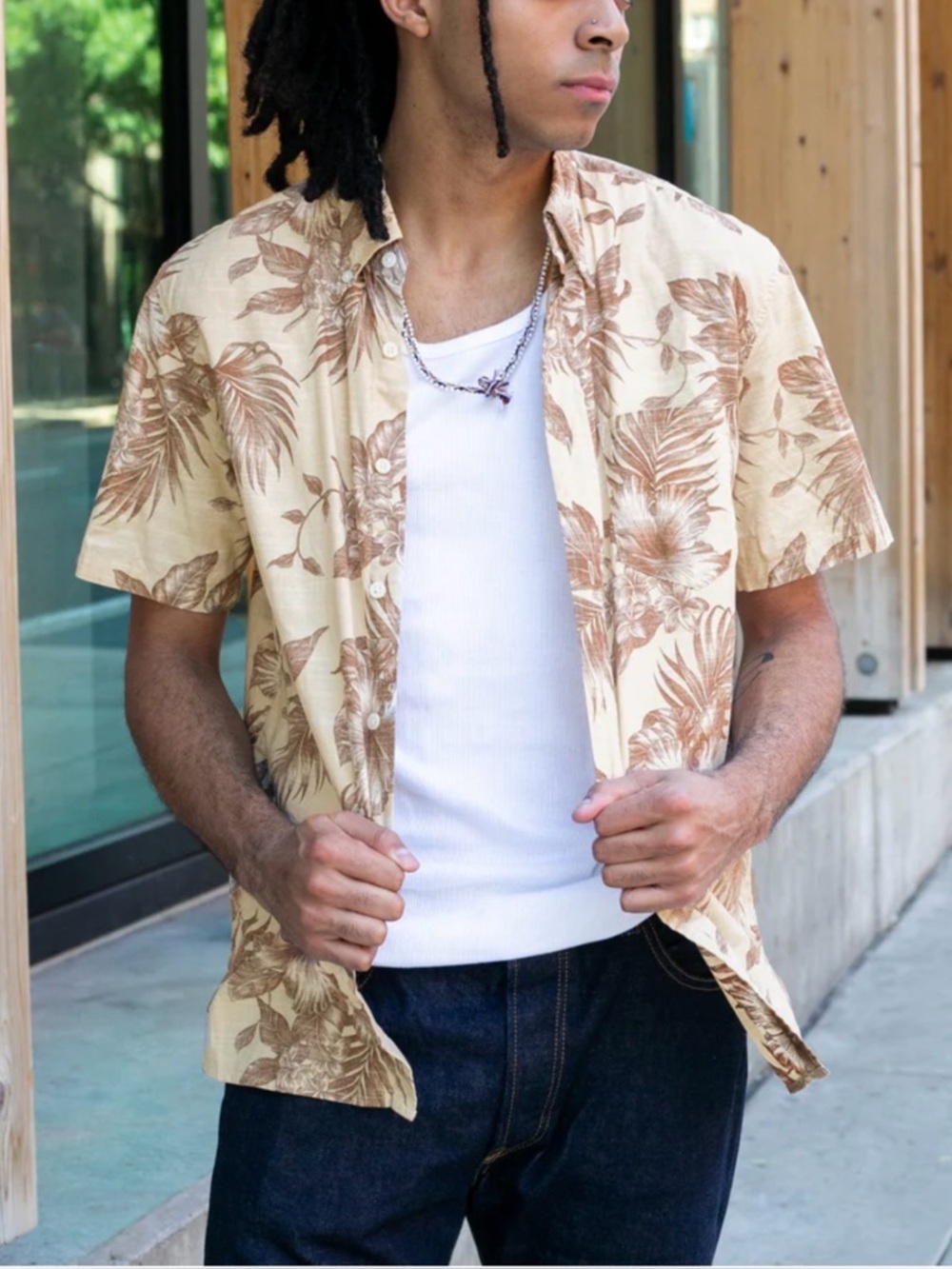 Free planet‎ men’s size 4X tropical print button up shirt short sleeve